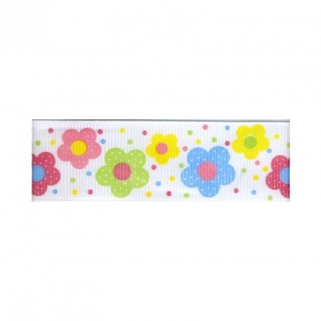 RUBAN IMPRIME FLEURS 25MM