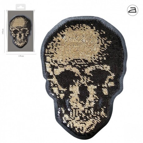 XL IRON-ON SEQUINS SKULL