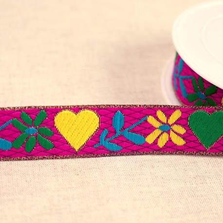 JACQUARDBORTE HERZEN UND BLUMEN