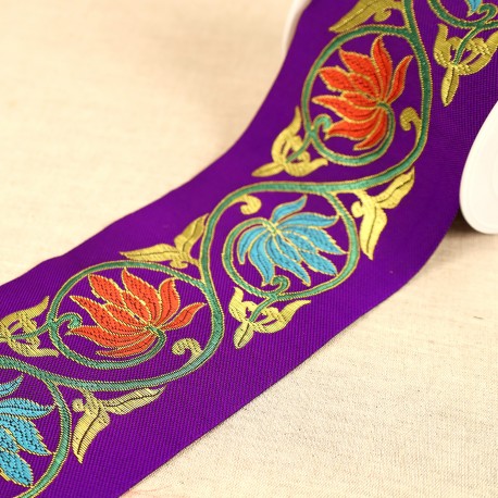 GALON JACQUARD FEUILLES ARABESQUES