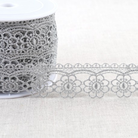GUIPURE METALLIQUE FLEURS