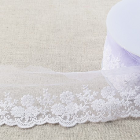 TULLE BRODE BOUQUET DE FLEURS MAT