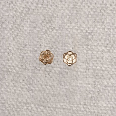 BOUTON METAL FLEUR PERLE