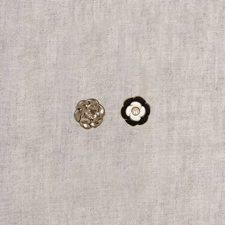 BOUTON METAL FLEUR PERLE