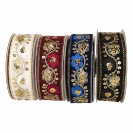 GALON BRODÉ FLEURS PAILLETTES