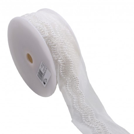 GALON PERLES BRODEES SUR VOILE